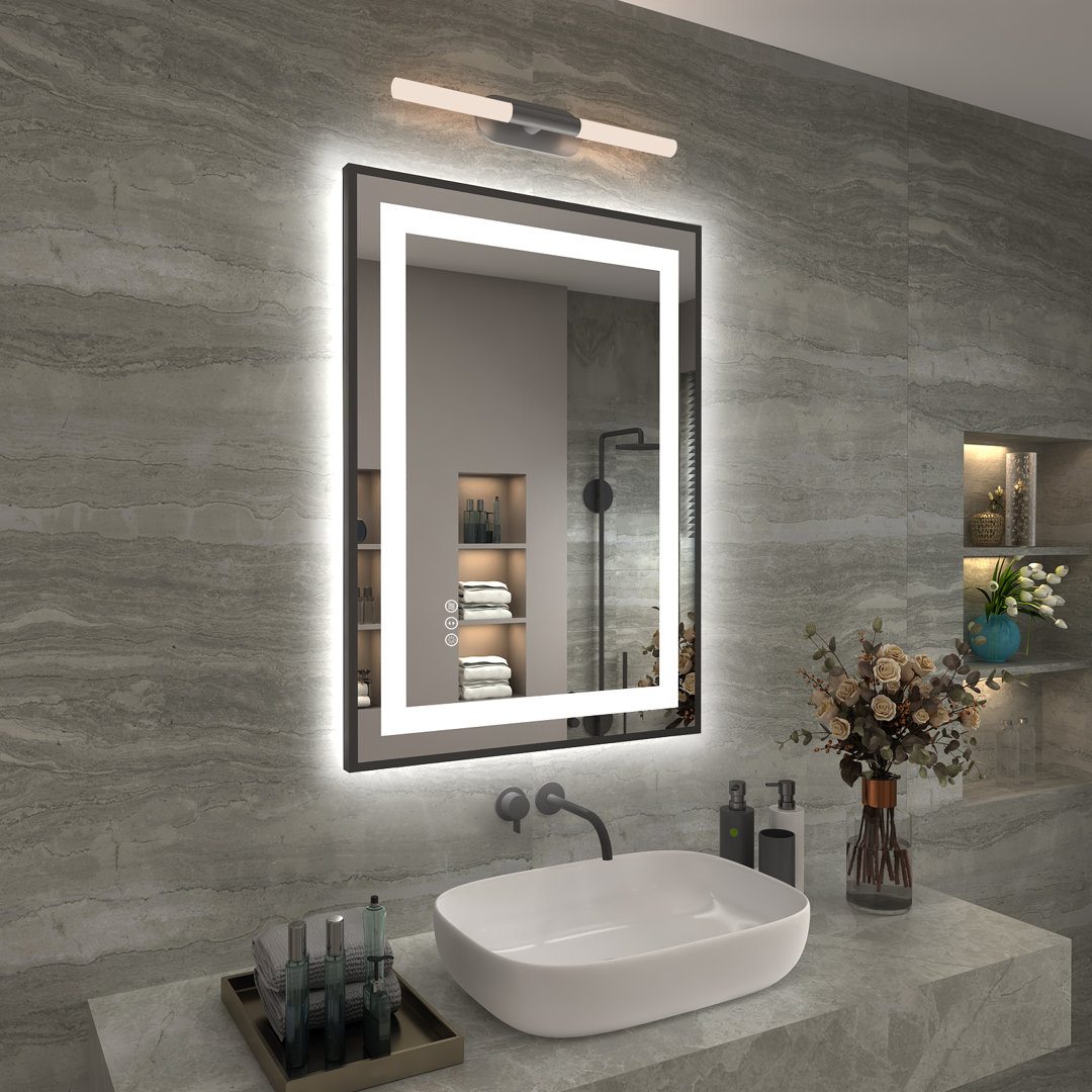 UL Certified Front & Back LED Anti-Fog Tempered Glass Framed Bathroom/Vanity Mirror with 3-Year Warranty